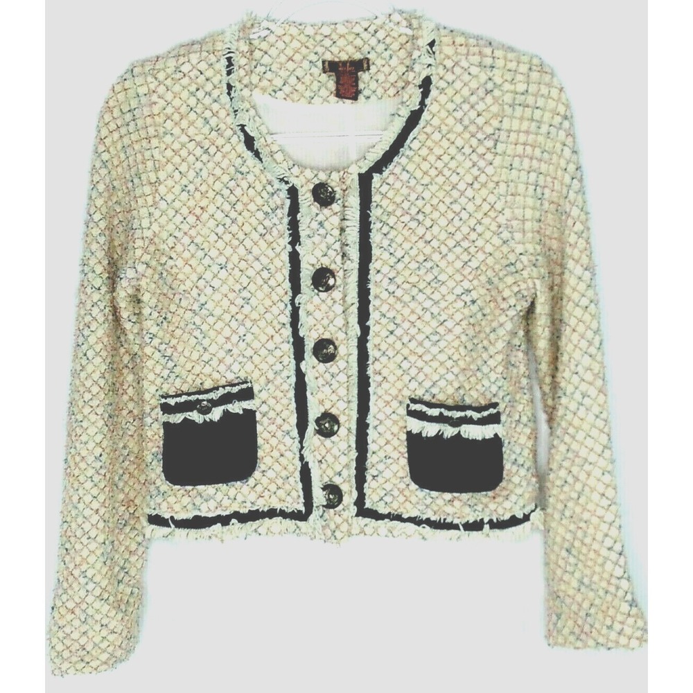 dmbm Womens Size XS Jacket Blazer Button Up Lined Textured Fabric Multicolor